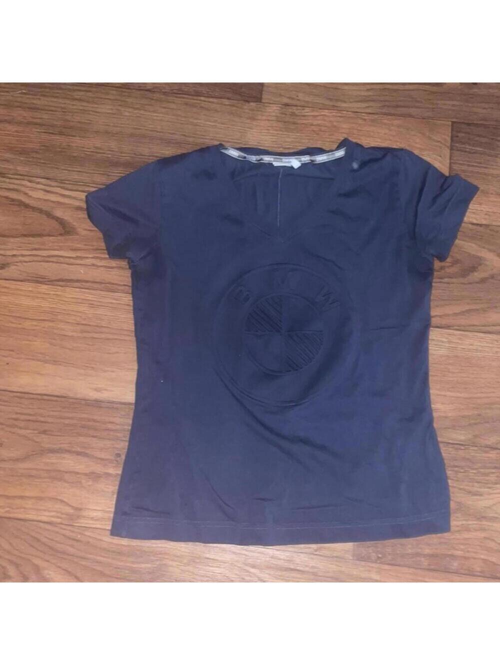 Navy BMW V Neck Fitted Short Sleeve Shirt Cars Sporty Car Racing